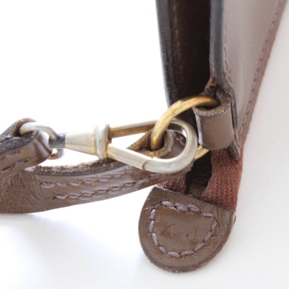 Vintage Hermes Pochette Wristlet Brown Box Leather Bonwit Teller Rare - Picture 8 of 11